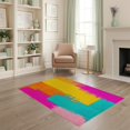 thumbnail image 2 of ODIKA 4'x6' Washable Area Rug Abstract Contemporary Brushstroke Checkered Funky Pink for Bedroom, Reading Nook, Pet Friendly & Non-Shedding, 2 of 7