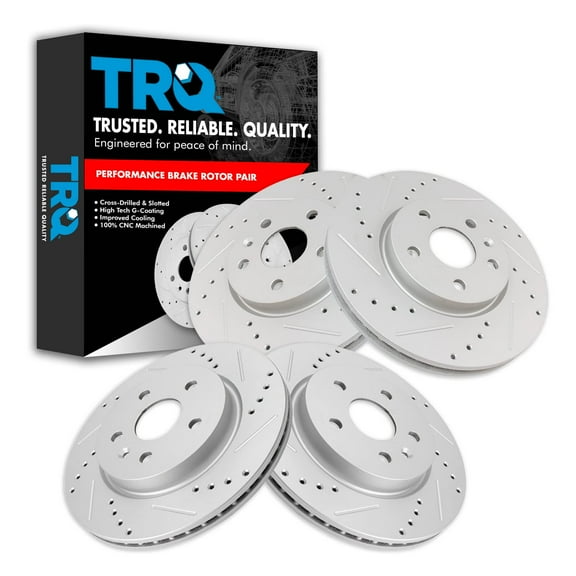 TRQ Drilled Brake Rotor Set Fits Select Chevrolet Camaro Impala Malibu LaCrosse Regal