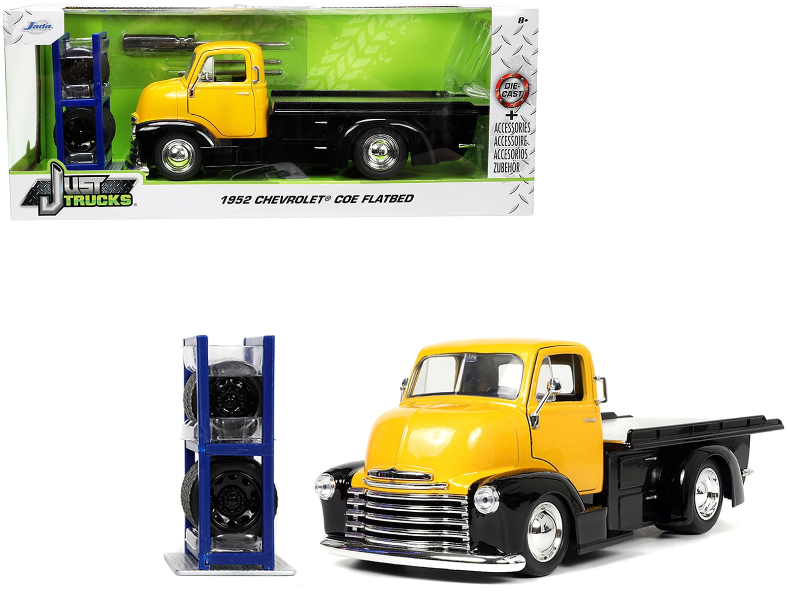 Diecast Dropshipper JA33848 1-24 Scale 1952 Chevrolet Coe Flatbed Truck  with Extra Wheels Just Trucks Series Diecast Model Car, Metallic Yellow &  ...