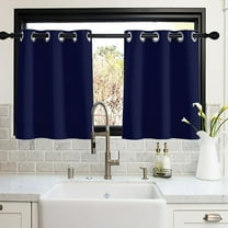 Lapalife 2 Panel Blackout Kitchen Curtains, Grommet Short Window Curtains for Kitchen Bathroom Cafe, Navy Blue, 33"x 36"