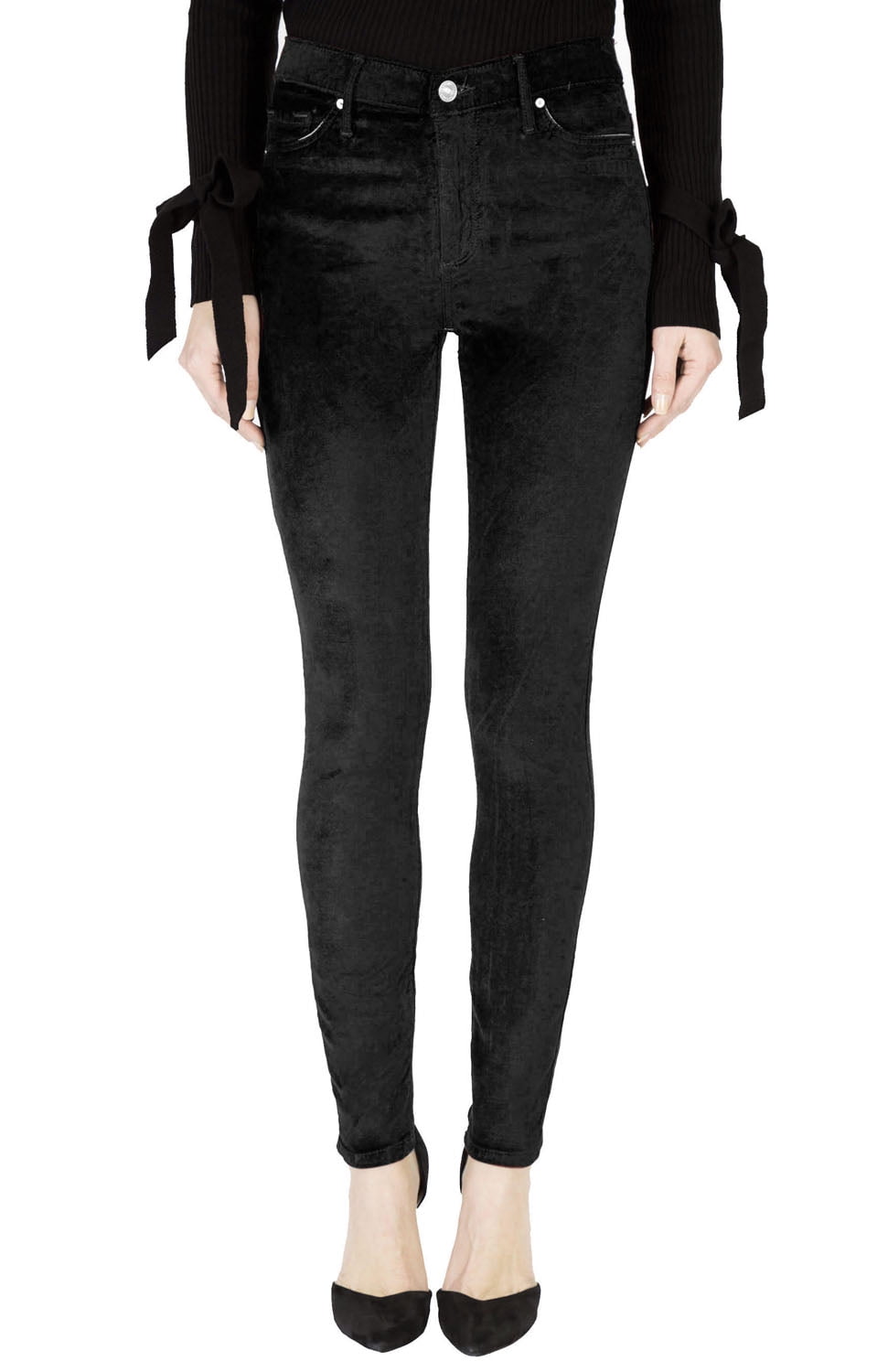 womens black velvet jeans