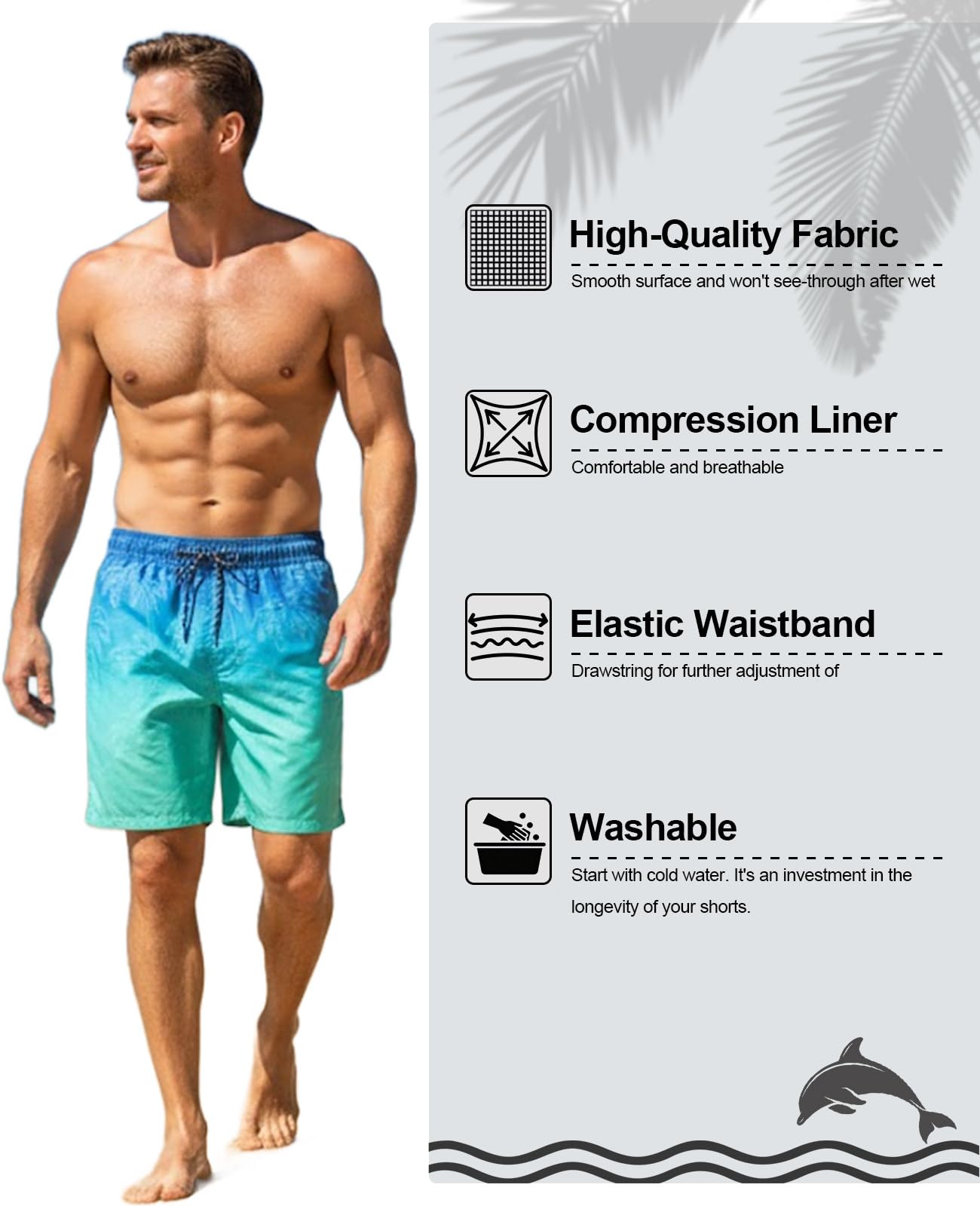 Aideaone Men's Quick-Dry Swim Trunks with Compression Liner photo 4