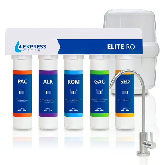Elite Reverse Osmosis Alkaline Water Filtration System - Quick Twist Filter Change - 9 Stage RO Water Filter - Under Sink Water Filter with Alkaline Filter for added Essential Minerals 100 GPD