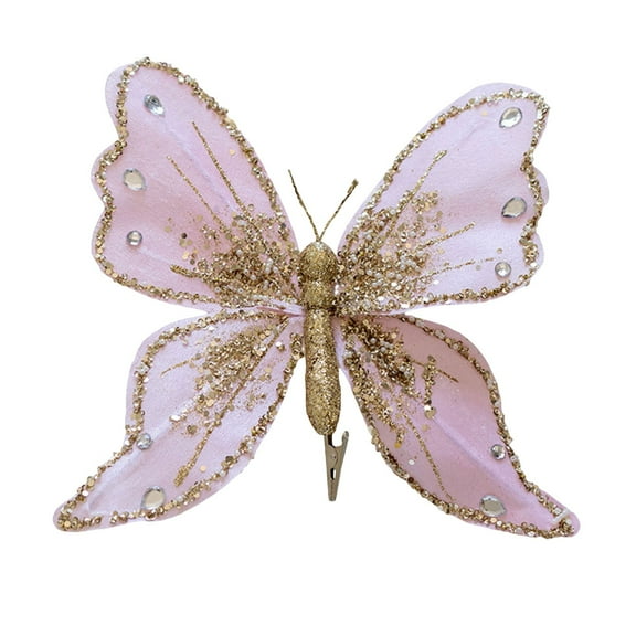 Lilixerw Christmas Tree Butterfly Ornaments,Fashion Xmas Pendant Decor,Christmas New Year Gifts,Glittering Xmas Hanging Ornament,Light Pink