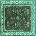 thumbnail image 1 of Ahgly Company Indoor Square Oriental Turquoise Blue Traditional Area Rugs, 5' Square, 1 of 4