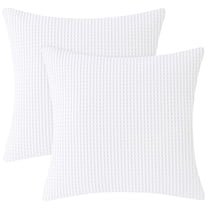 Classic Waffle Weave 100% Cotton Euro Shams, 26" x 26" 2 Pack, Bedroom Living Room Decor, Envelope Closure, Soft Fabric, White