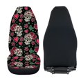 thumbnail image 6 of Psesaysky Easy to Install Car Seat Cover Decor Protector for Sedan, Washable Comfortable Front Seat Cover Polyester Fabric Full Set of 2PCS, Sugar Skull & Rose Print with Heart Accents, 6 of 9