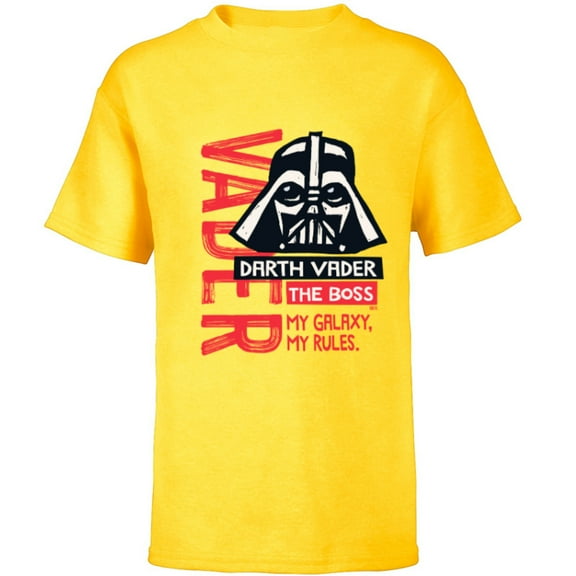 Star Wars Darth Vader The Boss My Galaxy My Rules - Short Sleeve T-Shirt for Kids - Customized-Yellow