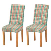 Yayeee 2 Pack Dining Chair Covers Stretch Parson Chairs Slipcovers Seat Protector, Red Green Tartan Pattern