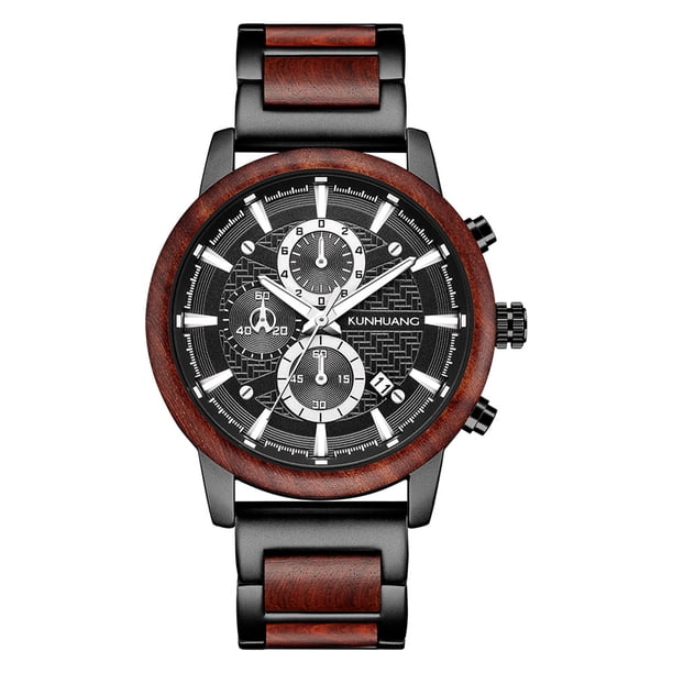 Reloj Deportivo De Madera Para Hombre, Reloj De Moda Multifuncional Con Pantalla De Calendario, Relojes Sencillos De Negocios Noticed AP004882-03