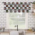 thumbnail image 4 of Bat Flower Kitchen Curtain Valance 54W x 18L Inch Skull Pumpkin 70s Groovy Funky Black White Horror Trendy Rod Pocket Short Cafe Small Window Treatment Drapes Decor, 4 of 6