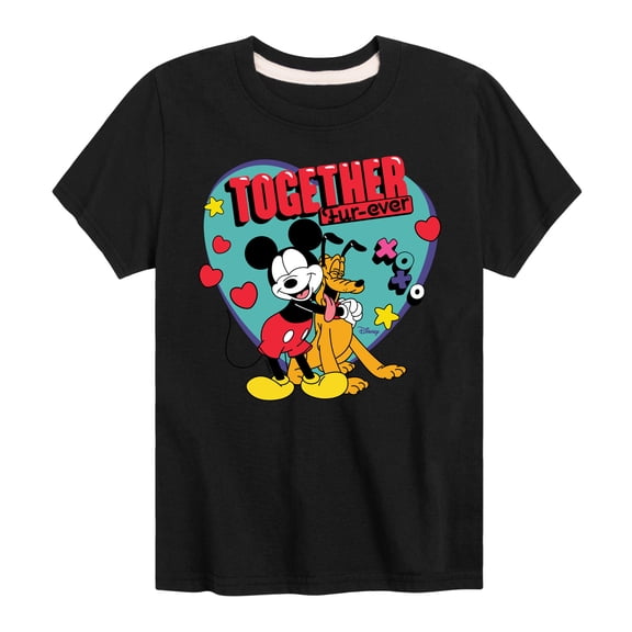 Disney - Together Fur Ever Mickey Pluto - Youth Short Sleeve Graphic T-Shirt