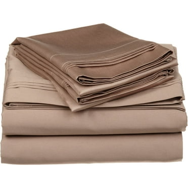 Alive Pixels Sheet Set Taupe Solid 100 Percent Pure Cotton Super Soft 4-Piece Sheet Set with 36" Inch Pocket Sheet Set 450TC