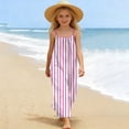 thumbnail image 5 of HAOTAGS Girls Striped Dresses,Summer Cami Beach Cover Gown Drawstring Tank Maxi Dress Pink 11-12, 5 of 9