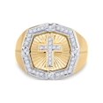 thumbnail image 2 of Golden Star 10kt Yellow Gold Mens Round Diamond Cross Ring 1/4 Cttw, 2 of 4