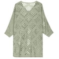 thumbnail image 5 of Heisall Women's 3/4 Sleeve Crochet Tops V Neck Hollow Out Knit Loose Fit Casual Tops Lightweight Breathable Spring Summer Outfits, 5 of 6