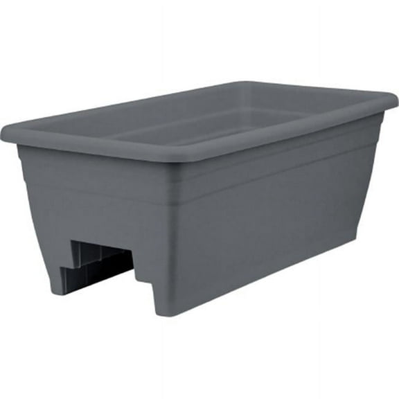 24 in. Deck Rail Plastic Box Planter, Warm Gray