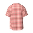 thumbnail image 6 of Lsque Houndstooth With Red And White print Men's Cuban Collar Short Sleeve Shirt Summer Beachwear Casual Button Down Fashionable Vacation Leisure Shirt-3X-Large, 6 of 7