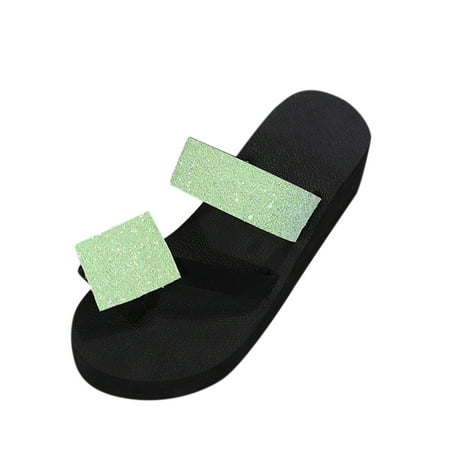 

Summer Fashion Rhinestone Ladies Holiday Rubber Sole Beach Wedge Flip Flops