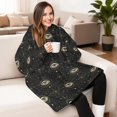 thumbnail image 4 of Eye and Star Gothic Pattern Oversized Sherpa Fleece Wearable Blanket Hoodie, Double-Sided Warm Fuzzy Pullover with Super Pockets for Women & Men, 4 of 6