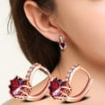 thumbnail image 2 of Uloveido Rose Gold Plated Red Cubic Zriconia Crystal Love Heart Earrings Birthstone HE515, 2 of 6