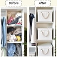 thumbnail image 6 of StorageWorks Fabric Storage Bins with Lids and Rope Handles Storage Fabric Bedroom, Off-White, 3PC, 6 of 10