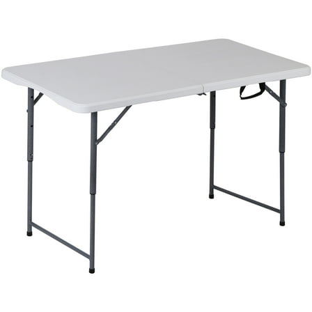 ZENSTYLE 4FT Adjustable Height Folding Table Indoor Outdoor Camping Table for Party White