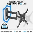 thumbnail image 4 of MountFTV Full Motion TV Wall Mount Bracket for 26-65 inch TVs, Corner TV Wall Mount Bracket with Extension, Tilt, Swivel, Leveling, Max 400*400mm, Holds up to 77 lbs, Single Wood Studs, 4 of 8