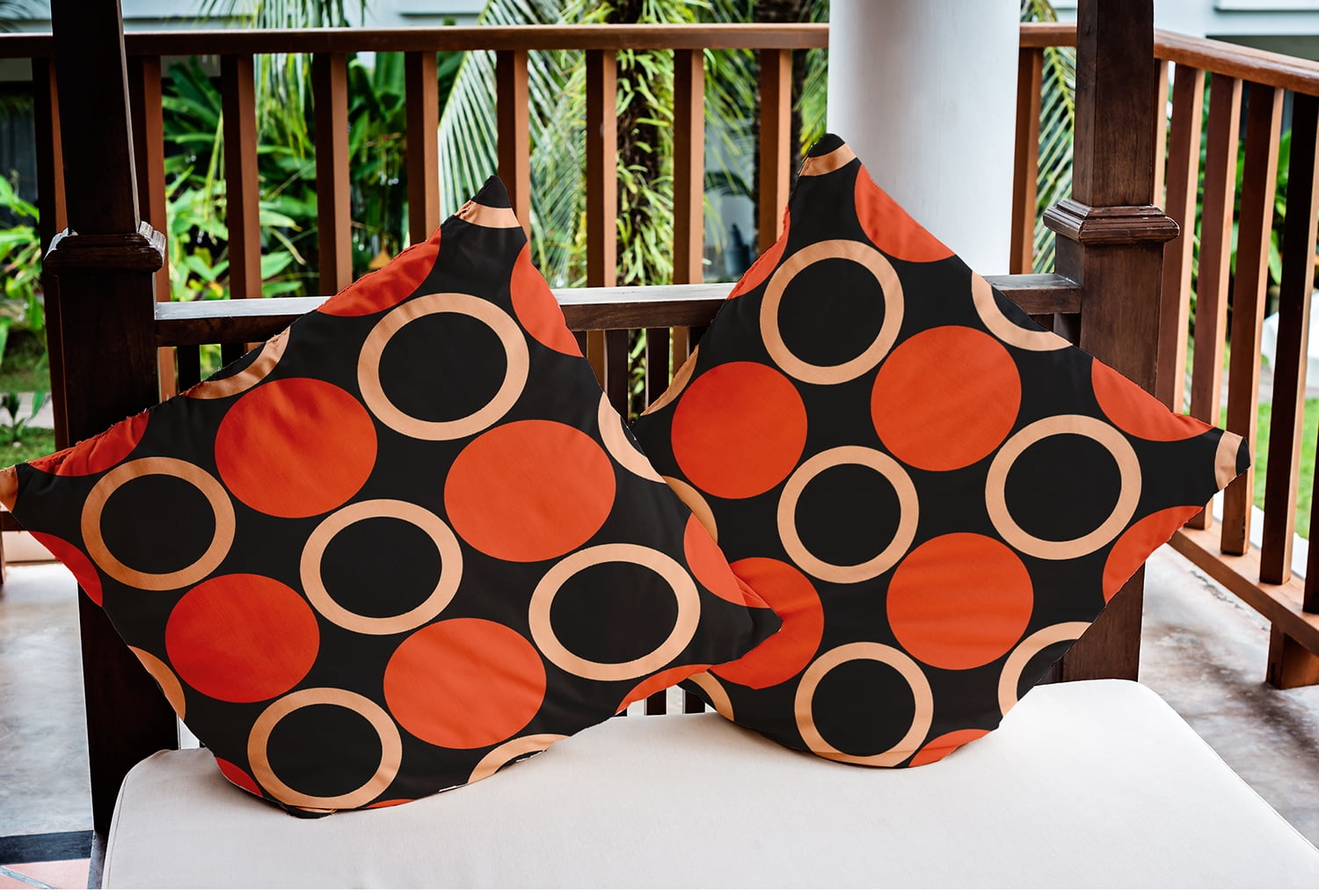 16" x 16" Simply Daisy Mod Circles Polyester Indoor/Outdoor Pillow, Harvest Orange Qty 1