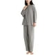 thumbnail image 2 of Karight Womens Cotton Gauze Pajama Sets Crew Neck Button Down Sleepwear and Pants 2 Piece Solid Lounge Muslin Pj Set, 2 of 6