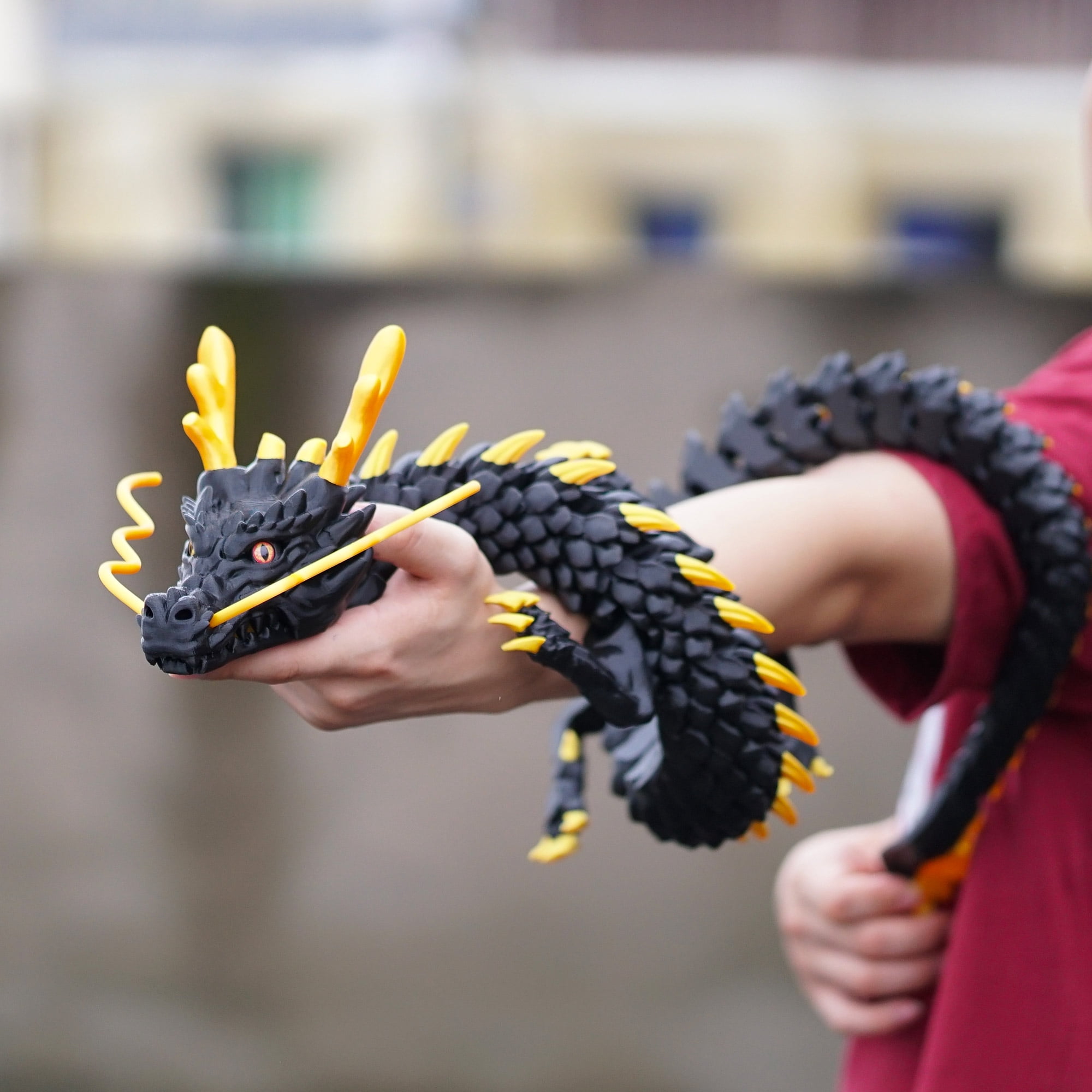 47.5inch 3D Printed dragon,Flexible Joint Animal lacertid Figurines,Realistic Eyes, Home Office Decor,Fidget Toy for Adults Teens Boy Festival Gifts