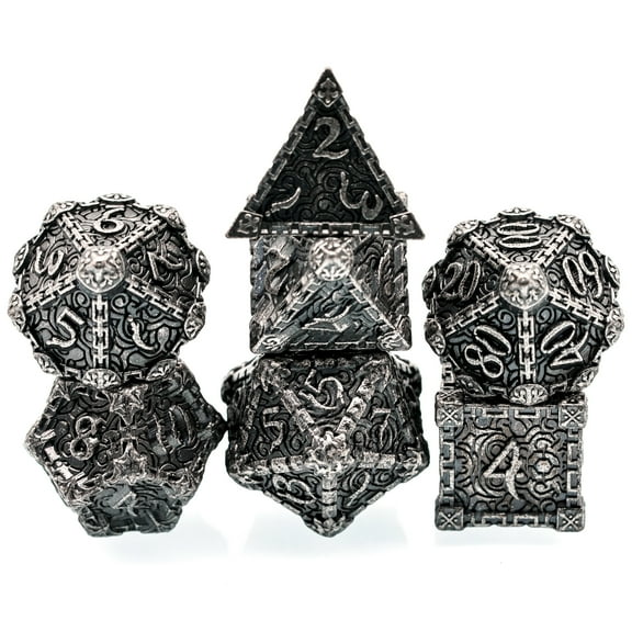 Cusdie 7 Pcs DND Metal Dice, Dagger Design Polyhedral Dice Set, Metal Dice Set for Role Playing Game D&D Dice MTG Pathfinder