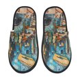 thumbnail image 1 of Fotbe Whimsical Cats Night Cafe Pantuflas Peludas para Mujer con Estampado, Zapatillas de Peluche, Zapatos de Invierno para Casa, Uso Interior y Exterior-Large, 1 of 8