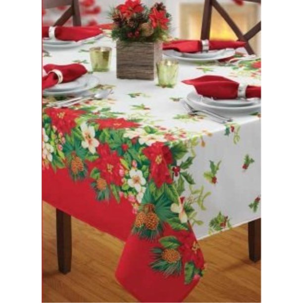 benson mills gloria printed herringbone christmas tablecloth (60" x 120