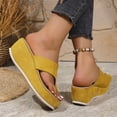 thumbnail image 6 of Dweltoz Women Chunky Wedge Flip Flops Sandals Open Toe Slip-On Orthopedic Correction Comfortable Flip Flops Summer Casual Light Weight Slippers,Yellow 43, 6 of 8