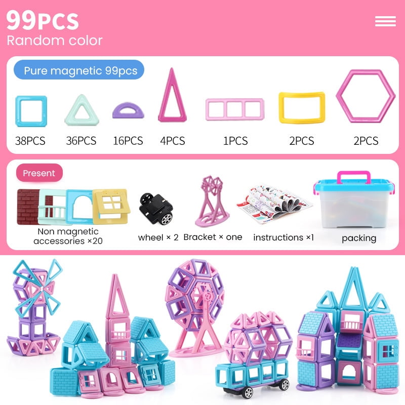 101PCS Castle Magnetic Blocks-3D Macaron Colors Development Building Blocks Toys 