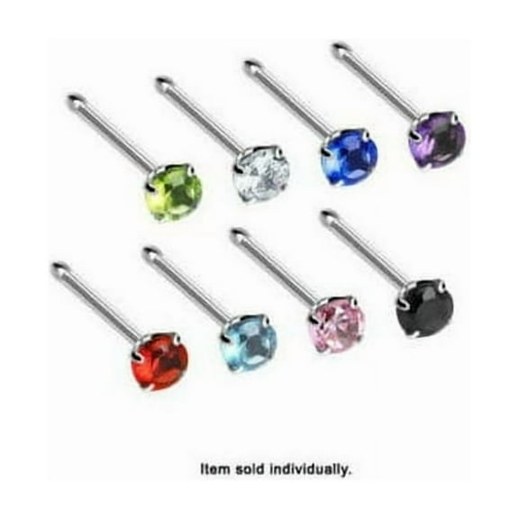 Luxe Modz 18G 20G Nose Ring Stud Surgical Steel Nose Bone with Prong Set Gem for Men Women - Sold Each