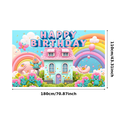 thumbnail image 3 of Cartoon Rabbit Banner Colorful Rainbow Animal Theme Decorative House for Kids Party Celebration, 3 of 9