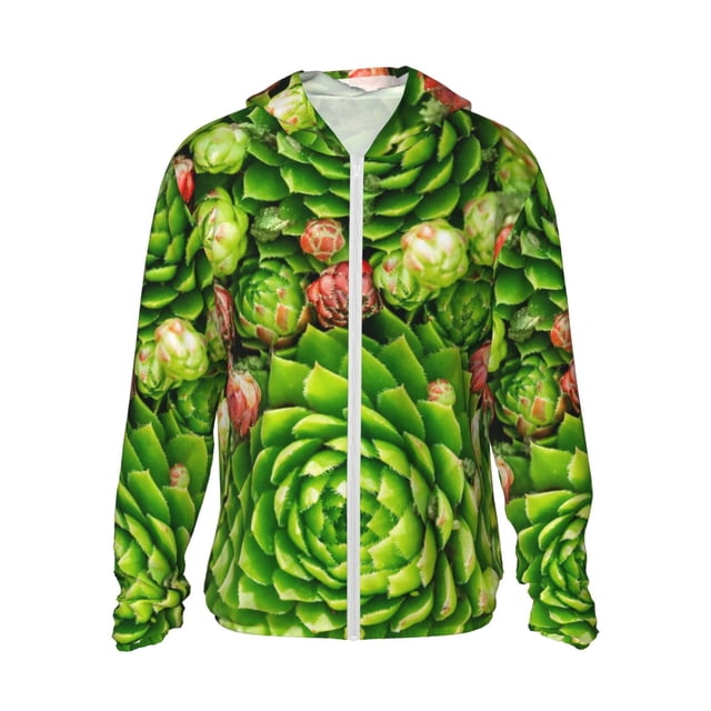 Balery Cactus And Succulents Sudadera ligera de manga larga con capucha y protección solar UPF 50+ para hombre y mujer, ideal para pesca y running-Large