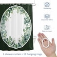 thumbnail image 4 of round Eucalyptus Leaves Shower Curtain for Bathroom, Vintage Watercolor Texture Waterproof Cloth Fabric Bathroom Accessories Set with 12 Rust Proof Plastic Hooks, 66"x72", 4 of 9