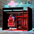 thumbnail image 5 of Harper & Bright Designs Full Size Gaming Loft Bed with Desk & RGB Lights, Full Wood Loft Bed Frame with Wardrobe and Storage Compartments, Red, 5 of 16