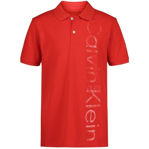 Calvin Klein Big Boys Ghost Graphic Polo Shirt - Fiery Red
