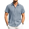 thumbnail image 1 of Camisa Alimens & Gentle Linen de manga corta con botones para hombre, 1 of 5