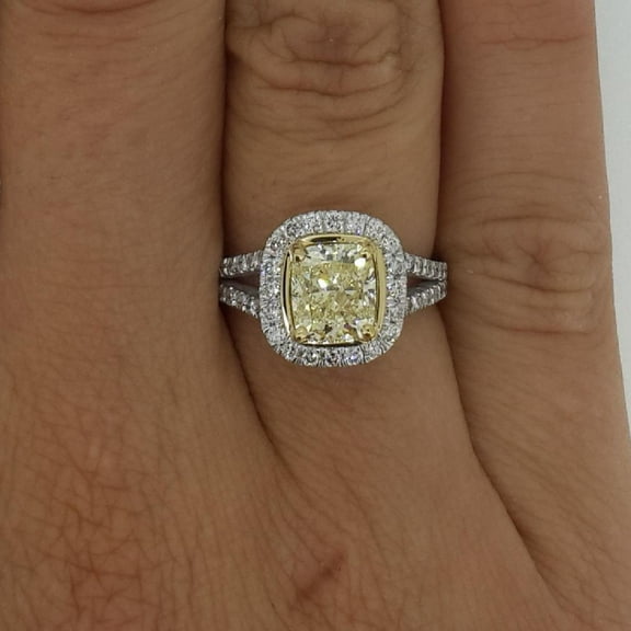 2Ct Halo Split Shank Radiant Cut Diamond Engagement Ring VVS1 H White Gold 14k