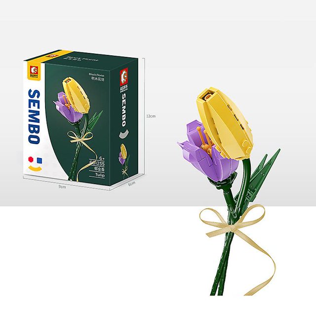 Regalo de Pascua, ramo de bloques de flores, día de la madre, día de San Valentín, aniversario, regalo de bricolaje de Acción de Gracias, educación de partículas peque?as LingWen 8390605732393