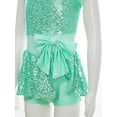 thumbnail image 7 of iixpin Girls Jazz Ballet Dance Dress Sleeveless Sparkly Romper Dress with Bowkot Latin Dance Leotard Costume Light Green 8, 7 of 7
