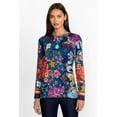 thumbnail image 3 of Johnny Was Janie Favorite Long Crewneck Tee Floral Shirt Mcdreamer Top Blue New, 3 of 4