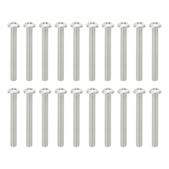 Uxcell M5-0.8x50mm Button Head Socket Cap Screws, 20 Pcs 304 Stainless Steel Hex Socket Cap Screw