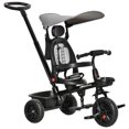 thumbnail image 1 of Qaba Kids Tricycle 4 In 1 Trike with Reversible Angle Adjustable Seat Removable Handle Canopy Handrail Belt Storage Footrest Brake Clutch for 1-5 Years Old Grey, 1 of 8