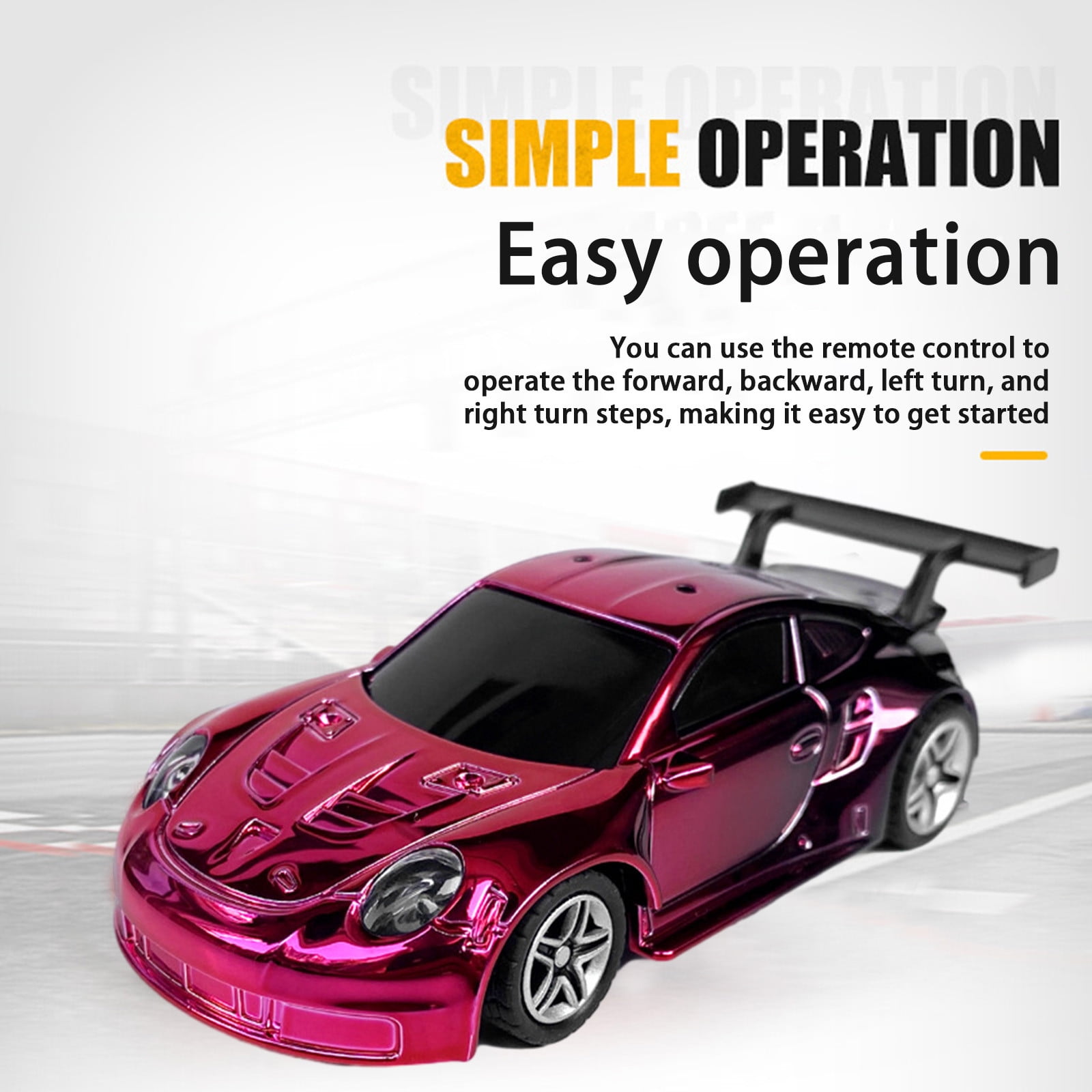 Toy Car RC Tesla Roadster in 1:64 Scale, Remote-Control Vehicle with Controller & USB Cable, Works On & Off Track